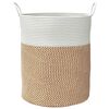 vidaXL Storage Basket Brown and white Woven cotton ropes T Foldable