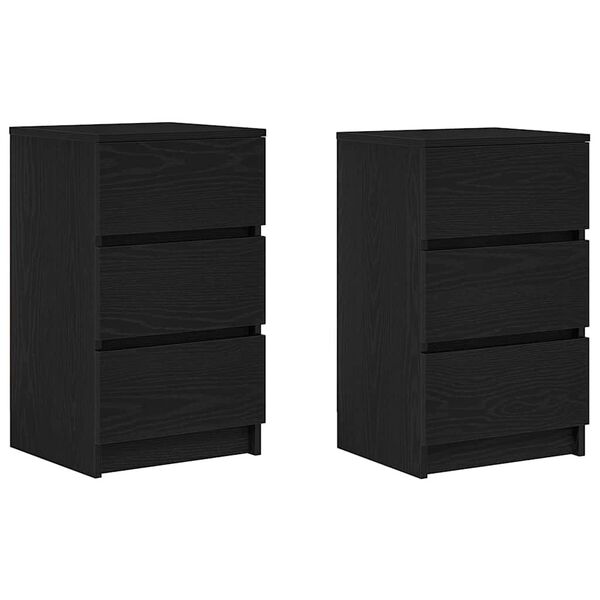 vidaXL Bedside Cabinet Set of 2 Black Engineered wood Medium