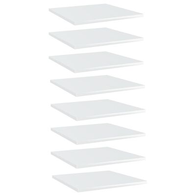 vidaXL Bookshelf Boards 8 pcs High Gloss White 15.7"x15.7"x0.6" Engineered Wood