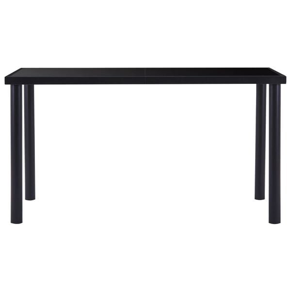 vidaXL Dining Table Black Tempered Glass, Powder-Coated Metal
