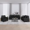 vidaXL Sofa Set Black Faux leather, metal, plywood, foam 3 Piece Set