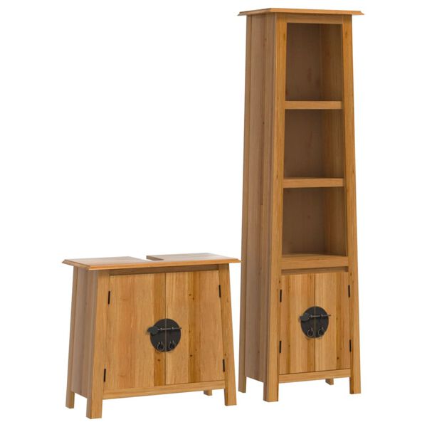 vidaXL Bathroom Furniture Set Natural Wood Solid pine wood Medium