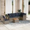 vidaXL 7 Piece Patio Sofa Set with Cushions Gray Poly Rattan