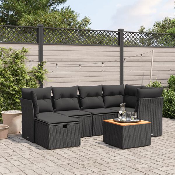 vidaXL Garden Sofa Set Black