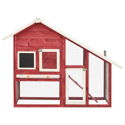 vidaXL Rabbit Hutch Red and White 55.1"x24.8"x47.2" Solid Firwood