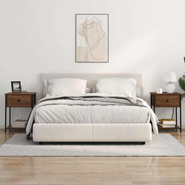 vidaXL Bedside Cabinet with Drawer Brown Oak 16.54 x 16.14 x 22.05 in