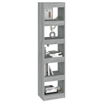 vidaXL Book Cabinet/Room Divider Gray Sonoma 15.7"x11.8"x65.4"