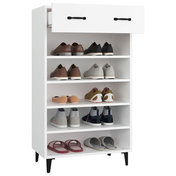 vidaXL Shoe Cabinet White Engineered wood, Iron 23.6 x 13.8 x 41.3 in