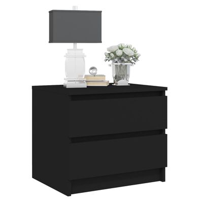 vidaXL Bed Cabinets 2 pcs Black 19.7"x15.4"x17.1" Engineered Wood