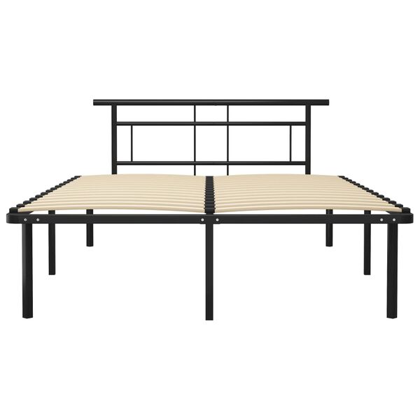 vidaXL Bed Frame Black Powder-coated metal, plywood Double Durable
