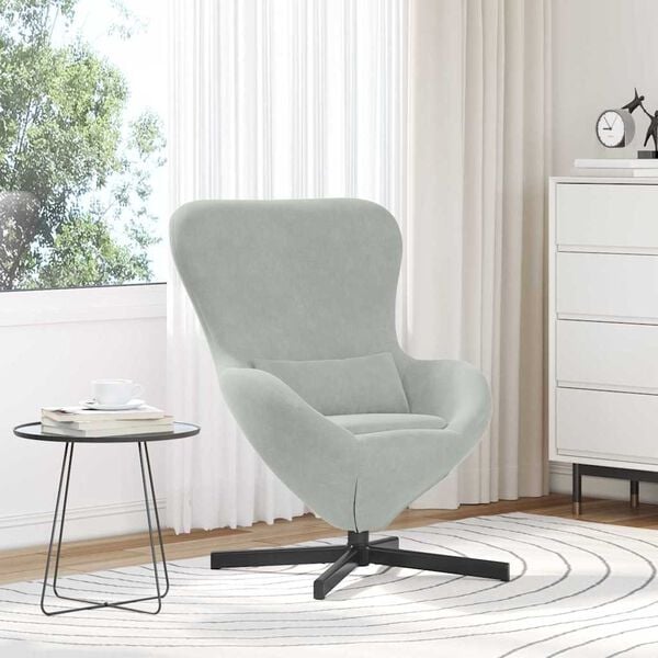vidaXL Egg Chair Light Grey 24.80 x 28.74 x 35.43 in Velvet