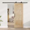 vidaXL Sliding Door Natural and Black 28.94 x 78.15 in Solid Pine Wood