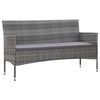 vidaXL Sofa Grey PE rattan, steel, polyester fabric 3-seater