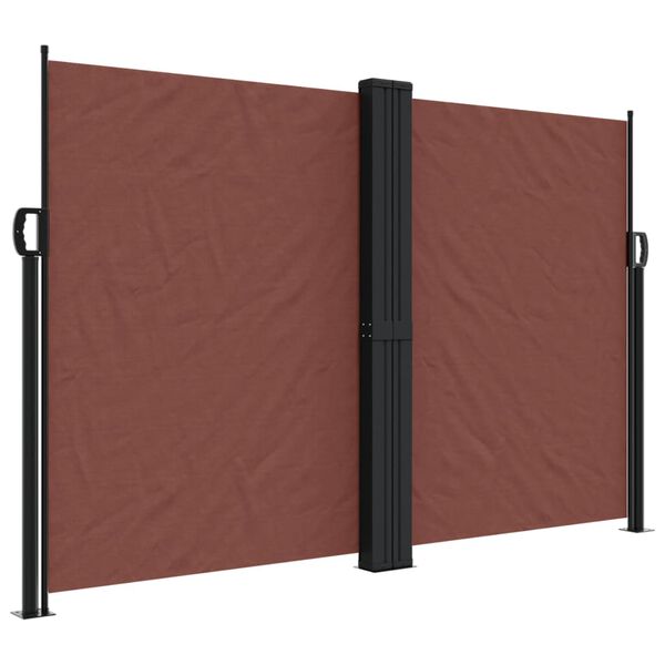 vidaXL Retractable Side Awning Brown 100% polyester with PU coating
