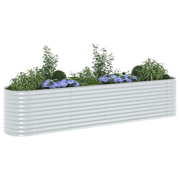 vidaXL Garden Raised Bed Silver Galvanized Steel Large Tough