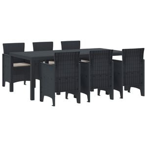 vidaXL Garden Dining Set 7 pcs Anthracite Polt rattan