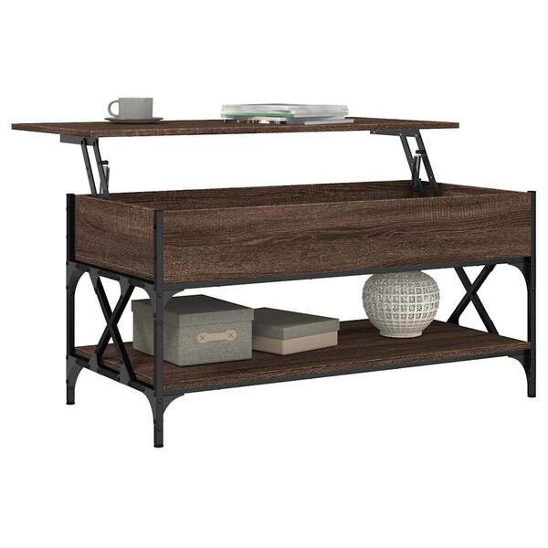 vidaXL Coffee Table Brown Oak Engineered Wood and Metal Large