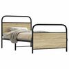 vidaXL Bed Frame Smoked oak Steel, Engineered Wood Twin Bed Frame