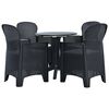vidaXL 5 Piece Patio Dining Set Plastic Rattan Anthracite