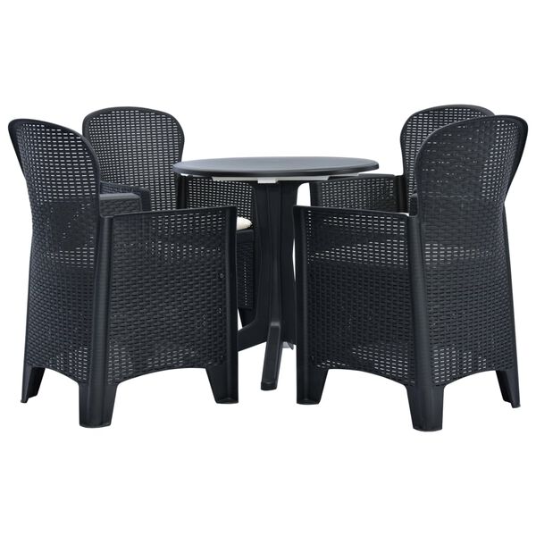 vidaXL 5 Piece Patio Dining Set Plastic Rattan Anthracite
