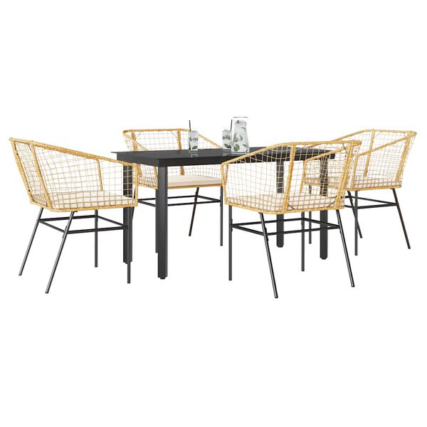 vidaXL Garden Dining Set Brown PE Rattan 5 Piece Set