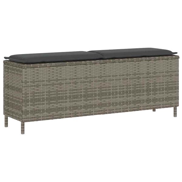 vidaXL Garden Bench Grey PE Rattan, Powder-Coated Steel, Polyester Medium
