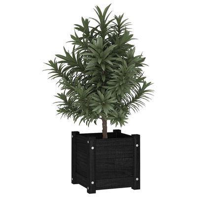 vidaXL Garden Planter Black 12.2"x12.2"x12.2" Solid Wood Pine