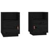 vidaXL Bedside Cabinet Set of 2 Black Solid pine wood, faux leather