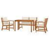 vidaXL Patio Dining Set Cream white Solid acacia wood Medium Modular