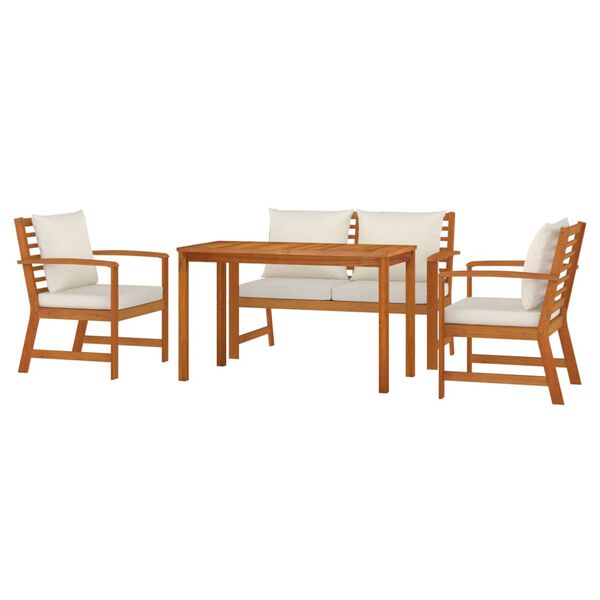 vidaXL Patio Dining Set Cream white Solid acacia wood Medium Modular