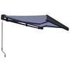vidaXL Retractable Awning Blue and White Aluminium, Polyester Large