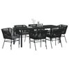 vidaXL Garden Dining Set with Cushion 7 pcs Black Powder-Coated Steel