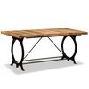 vidaXL Dining Table Natural Rough Wood, Black Solid Mango Wood & Steel