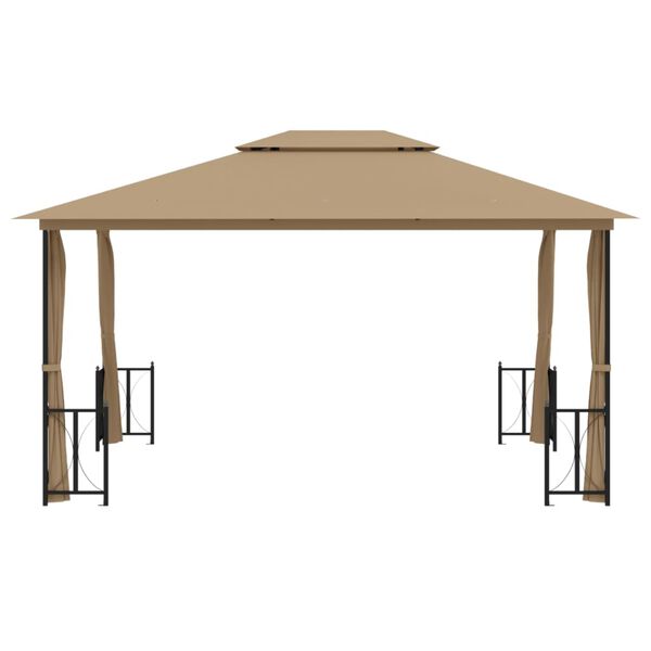 vidaXL Gazebo with Sidewalls&Double Roofs 9.8x13.1' Taupe