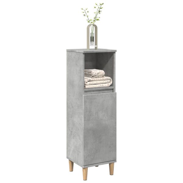 vidaXL Bathroom Cabinet Concrete gray Engineered wood, solid eucalyptus wood