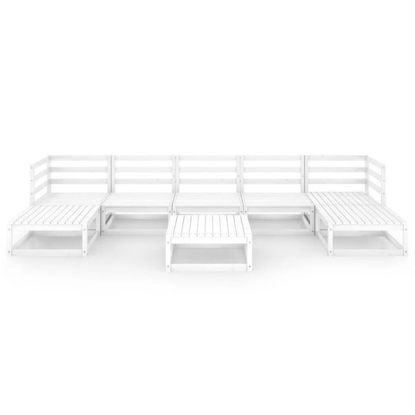 vidaXL Garden Lounge Set White Solid Pine Wood Medium Modular