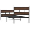 vidaXL Bed Frame Brown Oak Steel, Engineered Wood Small Single Bed Frame