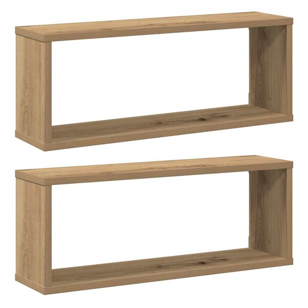 vidaXL Wall Cube Shelf Set of 2 Artisan oak Engineered wood Medium