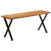 vidaXL Bench Natural wood, Black Solid acacia wood, Powder-coated steel