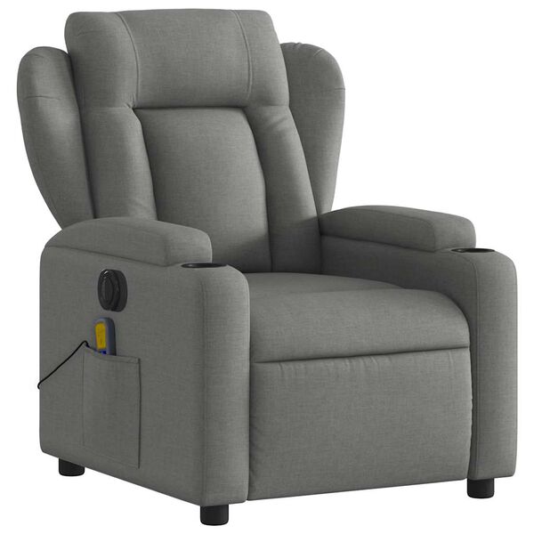 vidaXL Electric Massage Recliner Chair Dark gray Polyester Medium