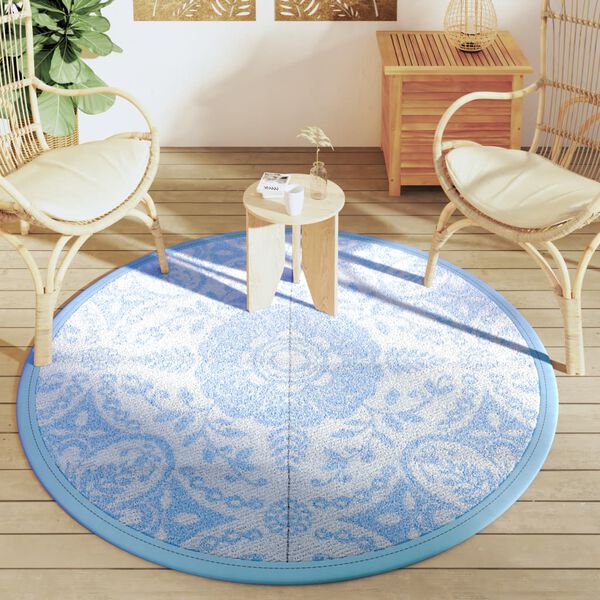 vidaXL Outdoor Carpet Baby Blue Polypropylene (PP) &Oslash;63.0 in Reversible