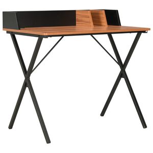 vidaXL Desk Black and Brown Engineered Wood and Powder-Coated Steel
