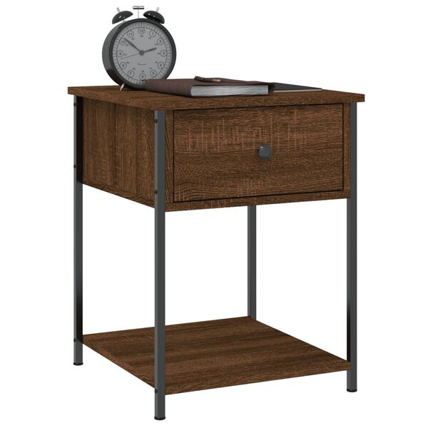 vidaXL Bedside Table Brown Oak Engineered wood 17.3 x 17.7 x 22.8 in
