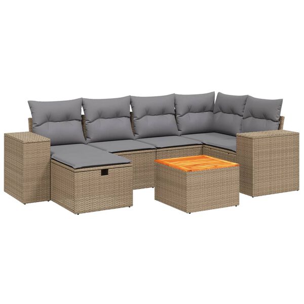 vidaXL Garden Sofa Set Mix Beige PE Rattan Large Modular