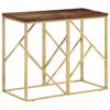 vidaXL Console Table Gold, Natural Wood Stainless Steel, Solid Sleeper Wood