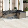 vidaXL Garden Sofa Set Gray PE rattan, powder-coated steel, tempered glass