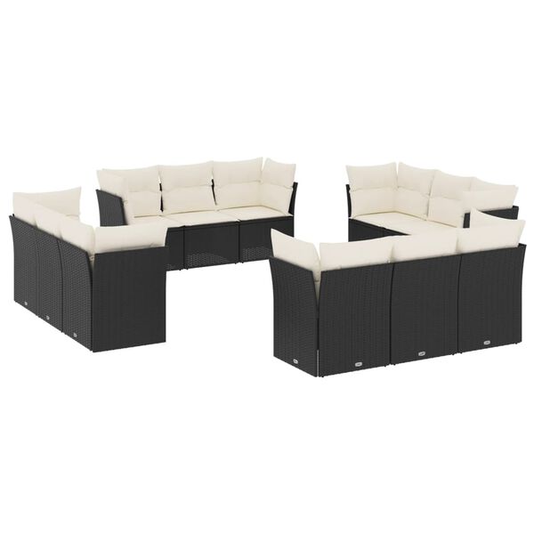 vidaXL Garden Sofa Set Black PE rattan Large Modular Garden Sofa Set