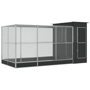 vidaXL Aviary Silver and Anthracite Galvanized Steel Large Durable