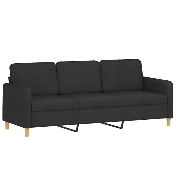 vidaXL 3-Seater Sofa With Footstool Black