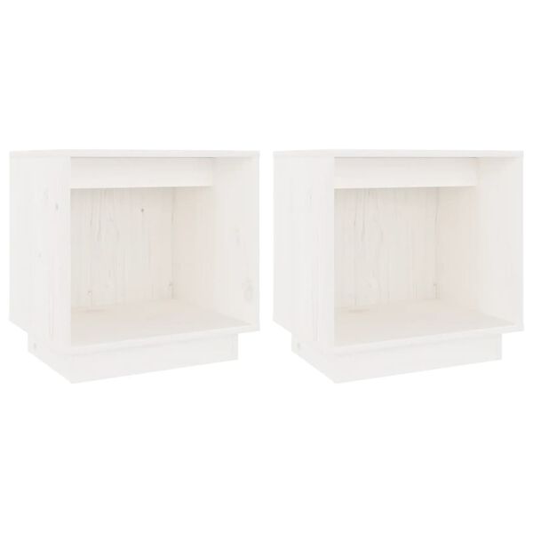 vidaXL Bedside Cabinet Set of 2 White Solid pinewood Medium